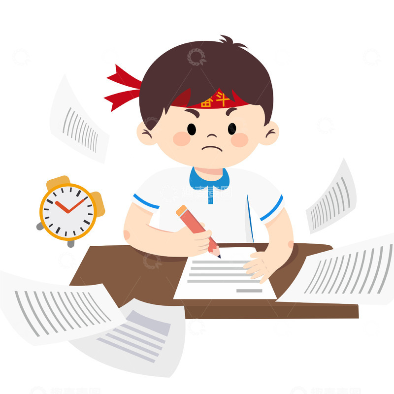 源文件下载【趣麦麦图】高考奋笔疾书场景考试写作业