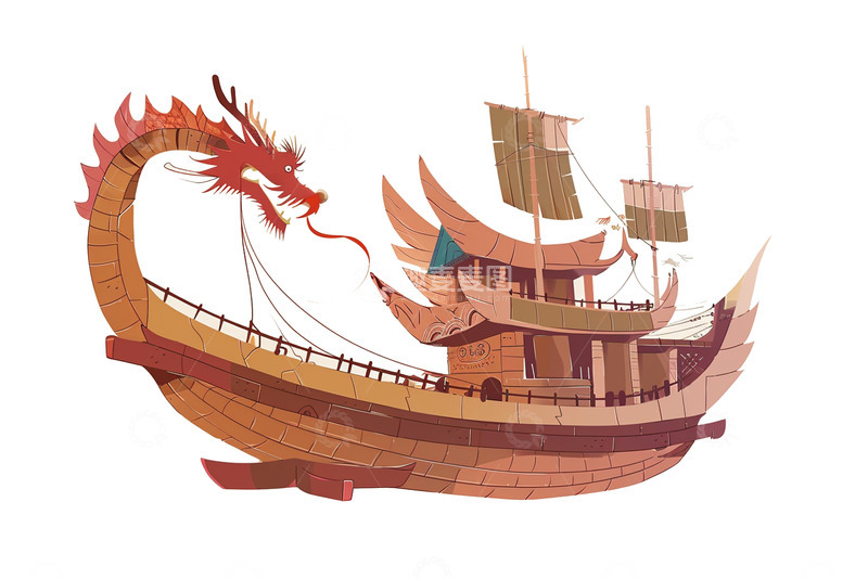 高清大图下载【趣麦麦图】中国龙手绘的插画