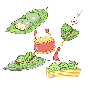 端午节拟人粽子荷包大鼓贴纸