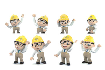 戴安全帽的小人角色