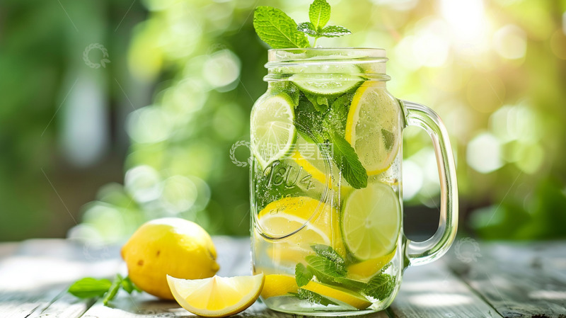 高清大图下载【趣麦麦图】夏天杯子里的柠檬