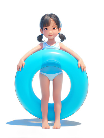 夏日游泳的女孩子