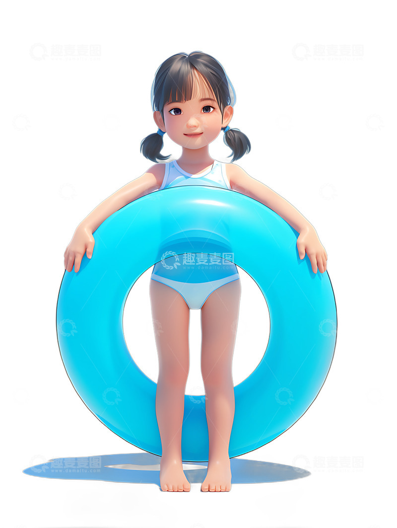 夏日游泳的女孩子