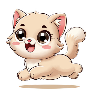 宠物q版可爱小狗奔跑元素卡通手绘小黄狗