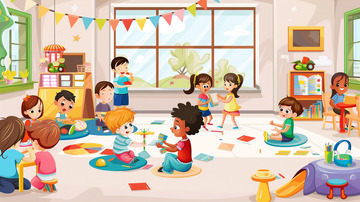 幼儿园玩耍的孩子们