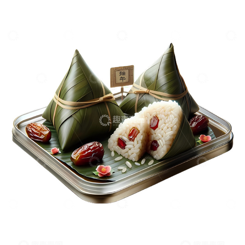 高清大图下载【趣麦麦图】一盘红枣粽子端午美食摄影素材