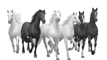 八骏图奔跑的马群