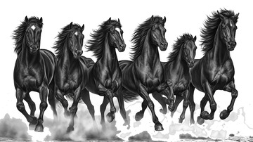 八骏图奔跑的马儿