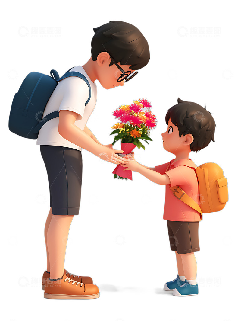 高清大图下载【趣麦麦图】父亲节送花的小男孩5