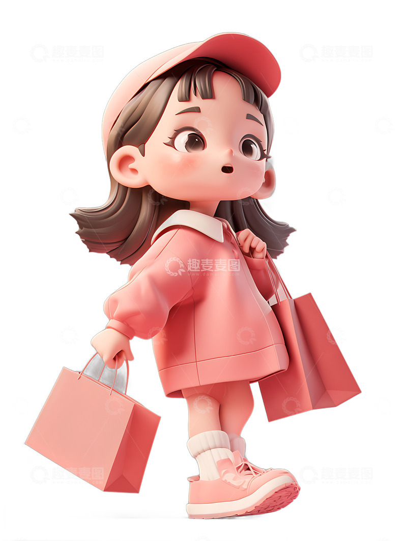 高清大图下载【趣麦麦图】购物节在购物的女孩红色