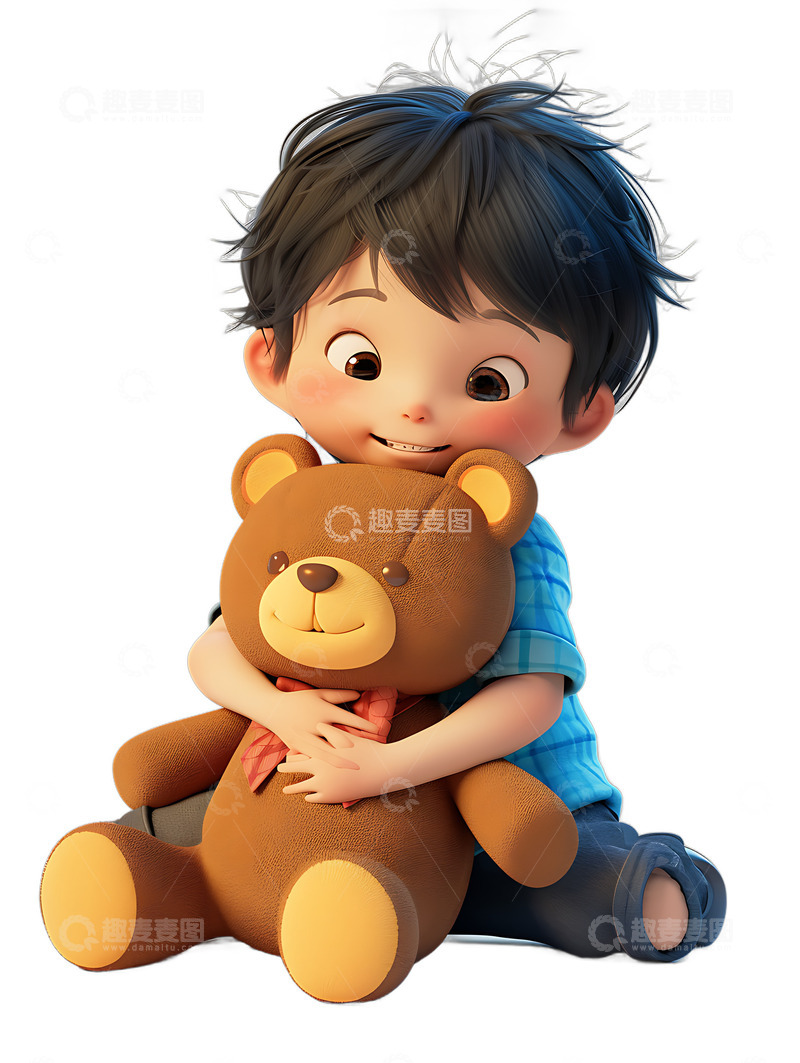 抱着玩具熊的孩子3D