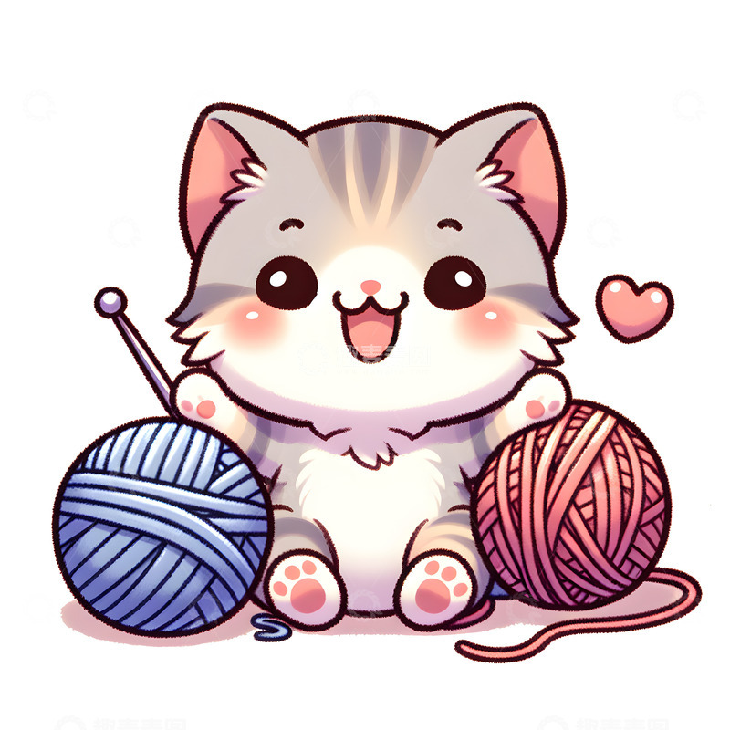 高清大图下载【趣麦麦图】可爱小猫卡通动物素材