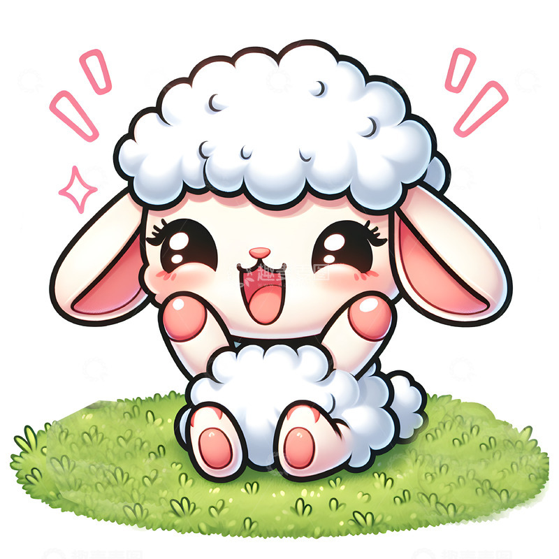 高清大图下载【趣麦麦图】超可爱小绵羊卡通动物素材