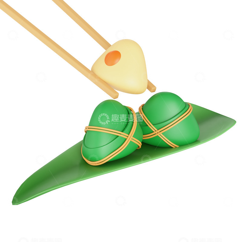 3D立体端午节筷子夹粽子