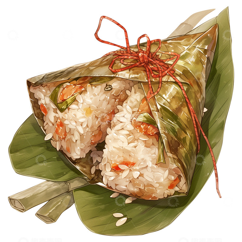 高清大图下载【趣麦麦图】红绳三角粽子