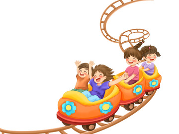 61六一儿童节儿童坐过山车手绘元素