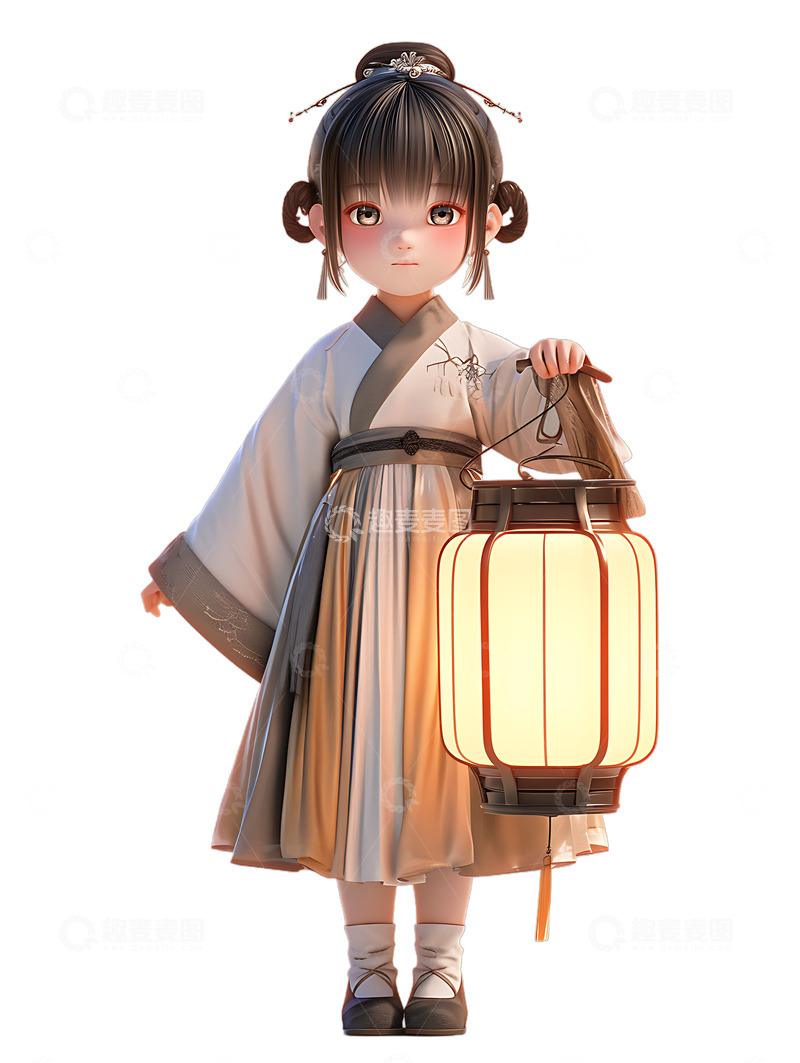 高清大图下载【趣麦麦图】汉服女生灯笼3
