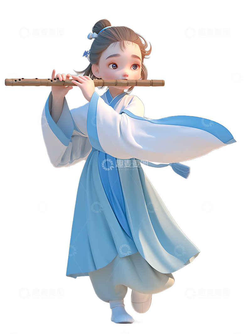 高清大图下载【趣麦麦图】古装吹笛子的汉服女孩2