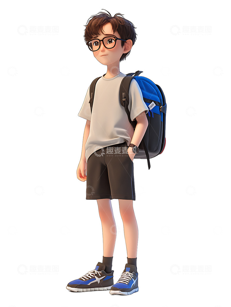 高清大图下载【趣麦麦图】3D卡通学生