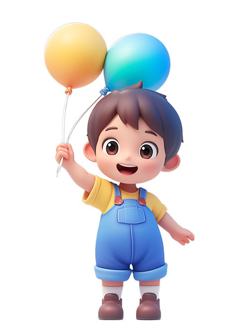小孩拿着气球4