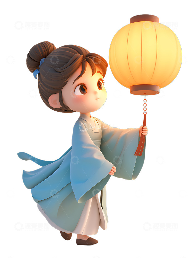 高清大图下载【趣麦麦图】汉服女生灯笼