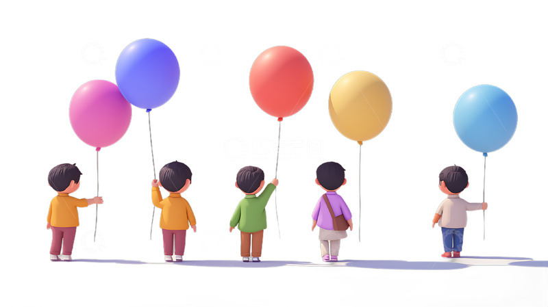 高清大图下载【趣麦麦图】几个小孩拿着气球2