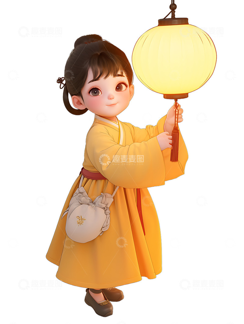 高清大图下载【趣麦麦图】汉服女孩灯笼