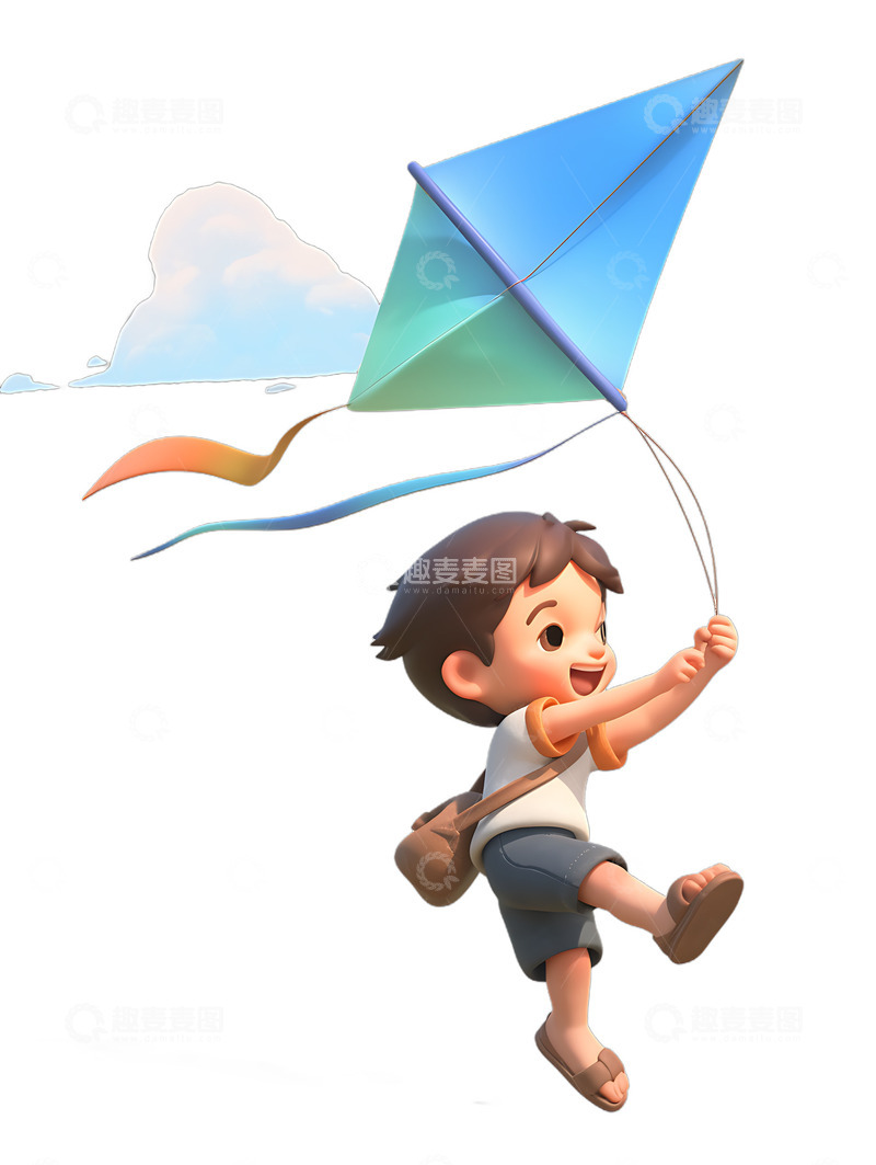 高清大图下载【趣麦麦图】小孩在放风筝