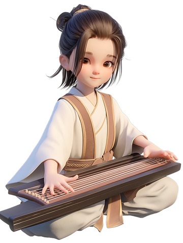 汉服男孩弹古琴