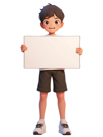 举着牌子白板的小孩子