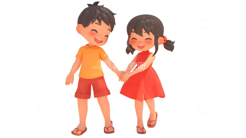 高清大图下载【趣麦麦图】儿童节小朋友手牵手2