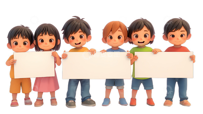 高清大图下载【趣麦麦图】举着牌子白板展板孩子展示板