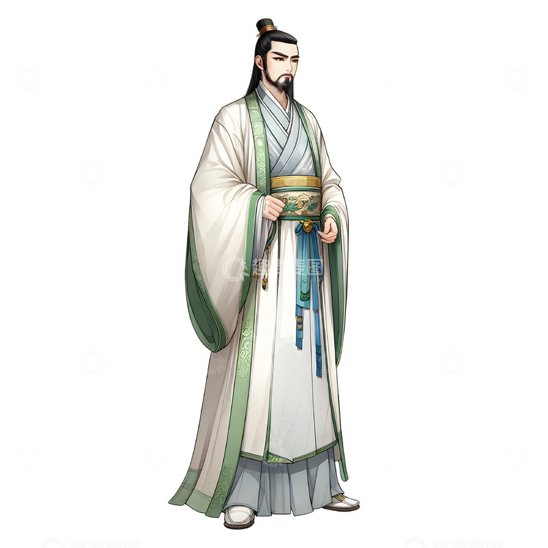 高清大图下载【趣麦麦图】屈原端午纪念人物卡通风格