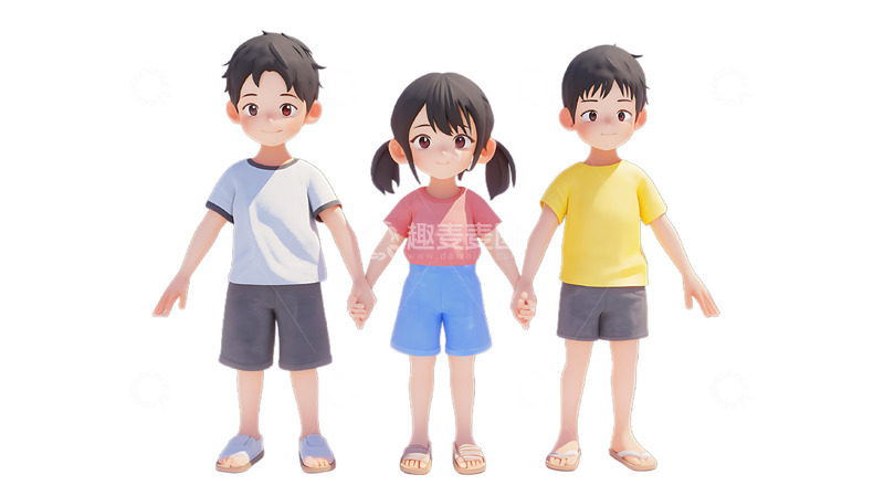 高清大图下载【趣麦麦图】儿童节小朋友手牵手