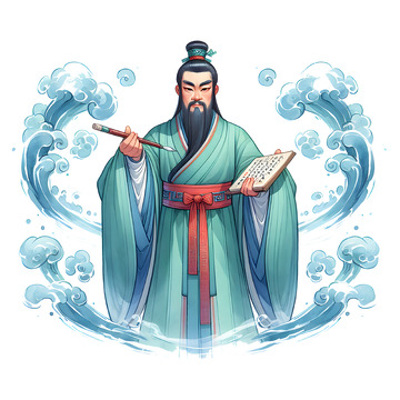 卡通插画风端午屈原素材