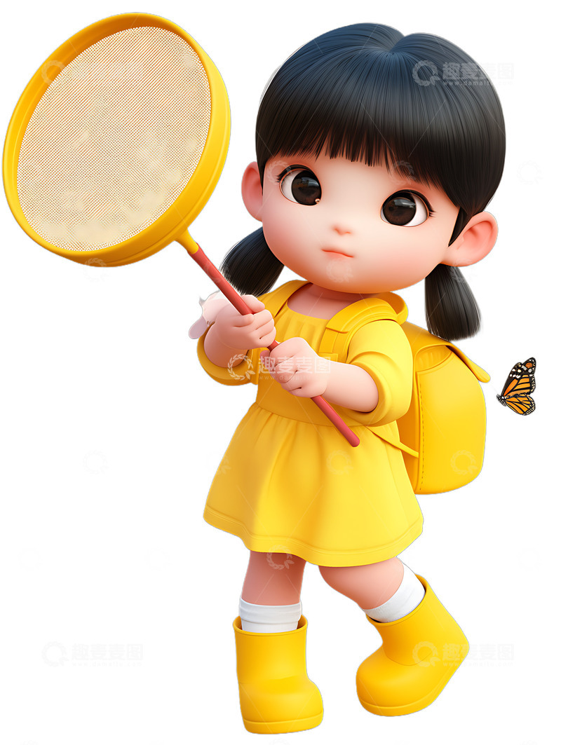 捉昆虫捕蜜蜂小女孩