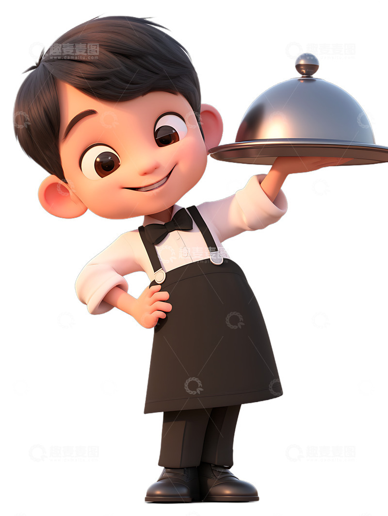 高清大图下载【趣麦麦图】男服务生餐厅职业Q版2