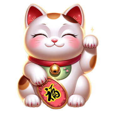 招财猫卡通插画风格素材