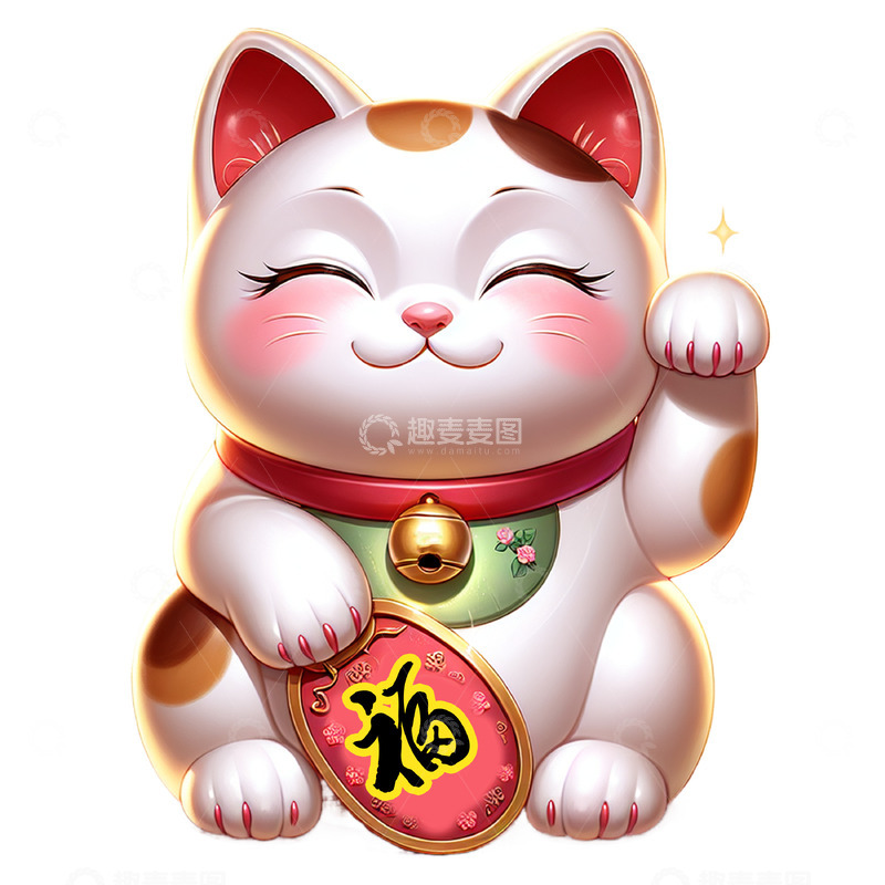 高清大图下载【趣麦麦图】招财猫卡通插画风格素材