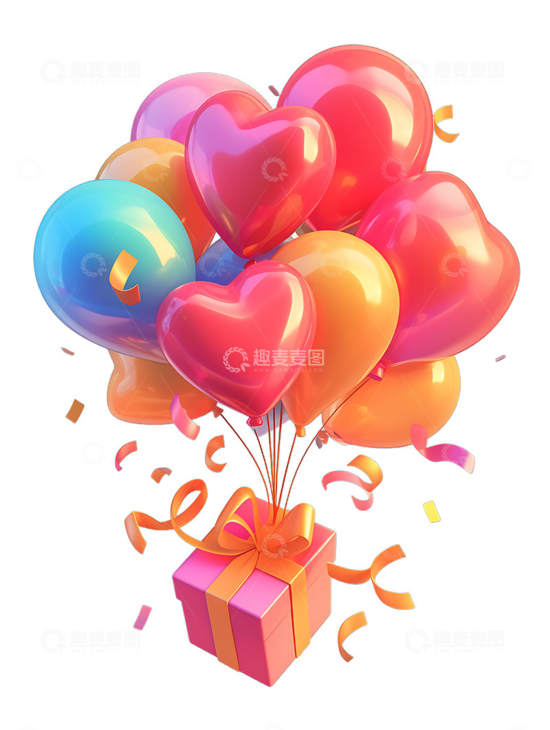 高清大图下载【趣麦麦图】礼品节日购物节装饰气球礼盒商品