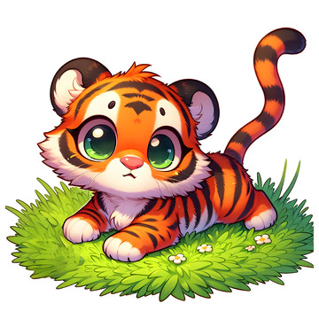 十二生肖卡通老虎插画风格素材