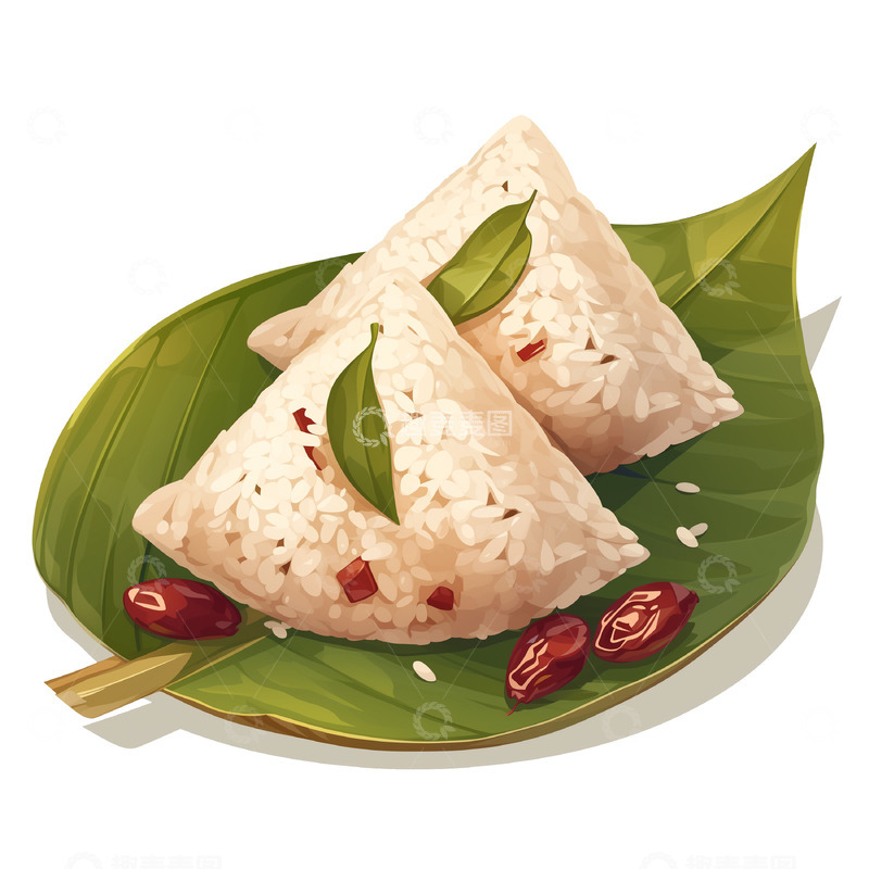 高清大图下载【趣麦麦图】-糯米香粽卡通插画风格素材