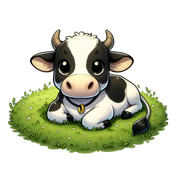 十二生肖牛卡通插画素材