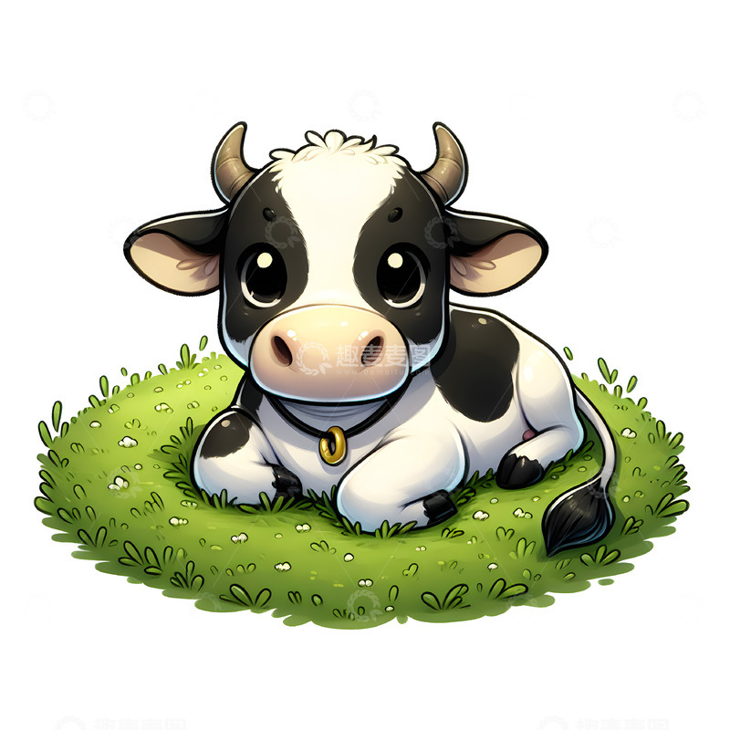 高清大图下载【趣麦麦图】十二生肖牛卡通插画素材