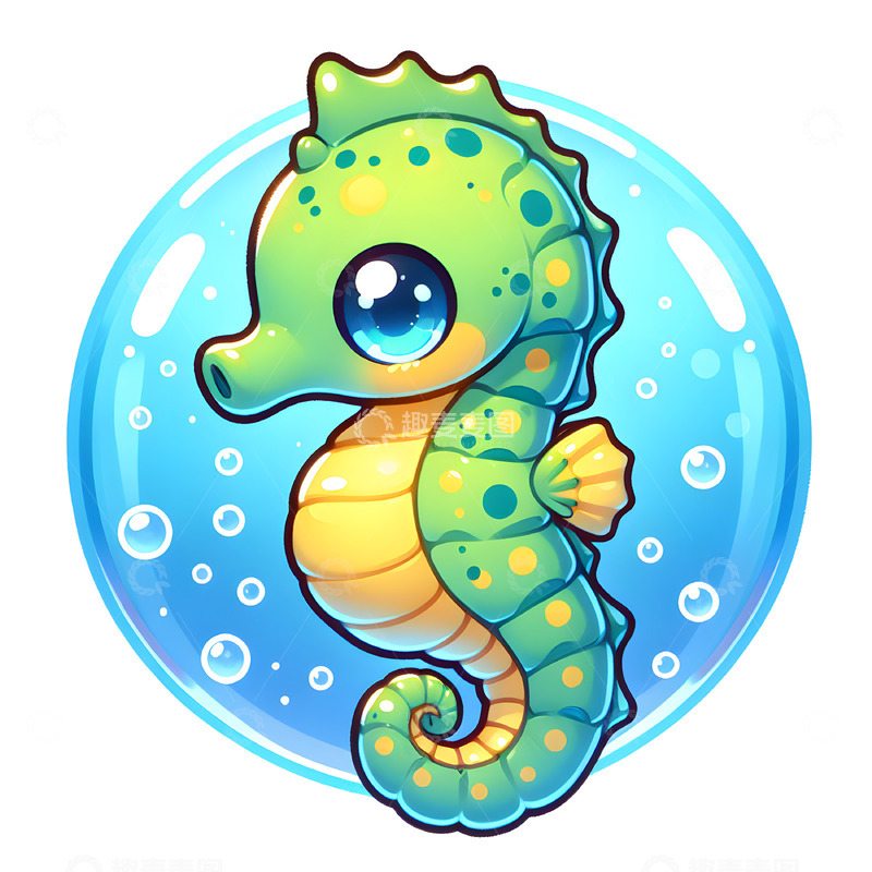 高清大图下载【趣麦麦图】可爱海马卡通动物素材