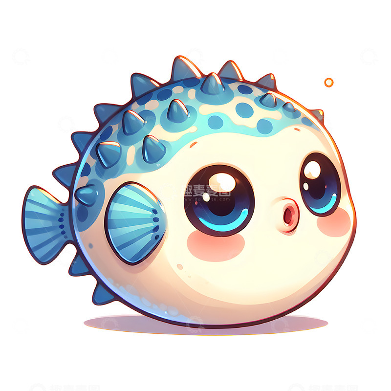 高清大图下载【趣麦麦图】-卡通水族动物河豚素材