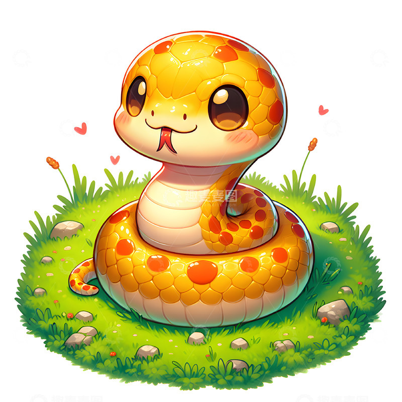 高清大图下载【趣麦麦图】十二生肖之蛇卡通素材