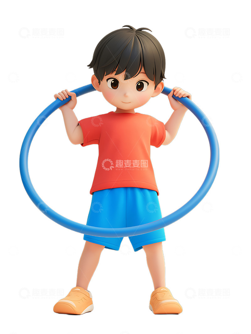 高清大图下载【趣麦麦图】儿童节游戏男孩呼啦圈锻炼