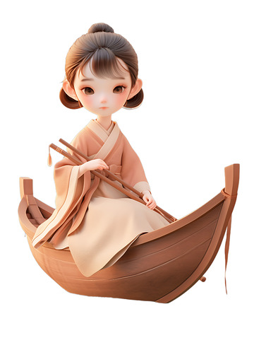 汉服划船的女孩子2