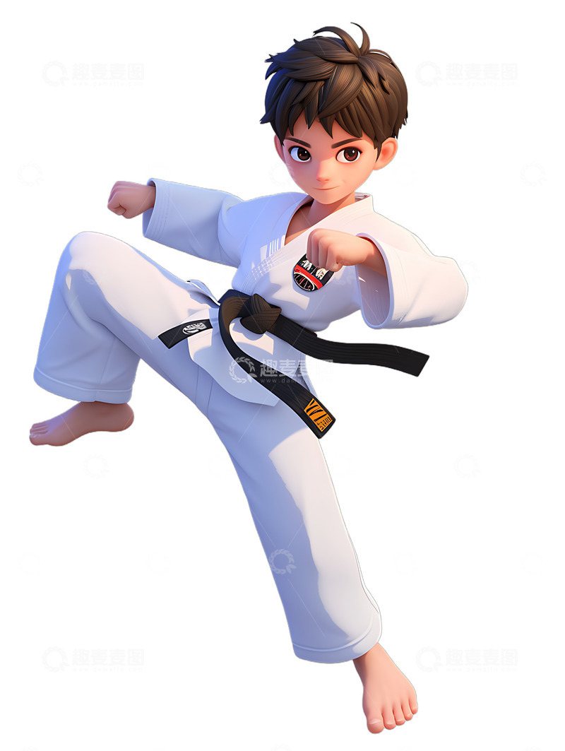 高清大图下载【趣麦麦图】练习柔道跆拳道武术的男孩